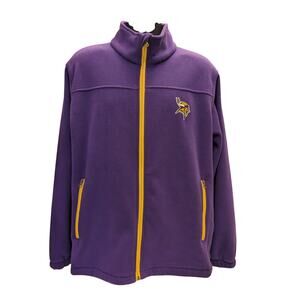 Minnesota Vikings Zip Fleece Jacket Mens Large Purple Embroidered Logo Game Day
